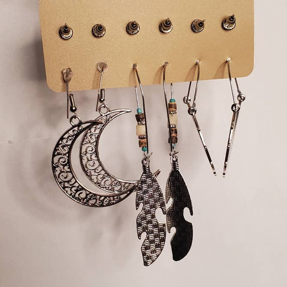 Boho Earring Earrings Set ~ 6 Pairs ~ Drop Dangle Earrings Studs - Picture 3 of 8